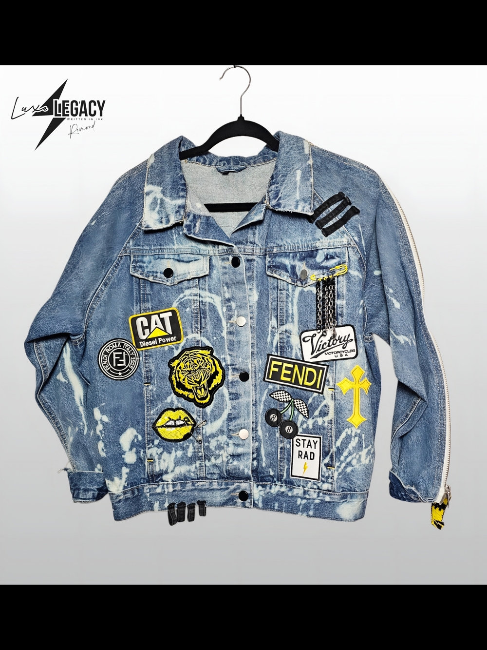 Custom Patchwork And Embellised Denim Jacket - Picture 2 of 4